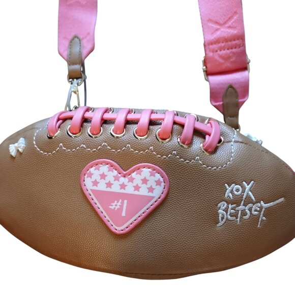 Betsey Johnson Game Day Crossbody Football Purse Helmet Charm NWT - Picture 3 of 13